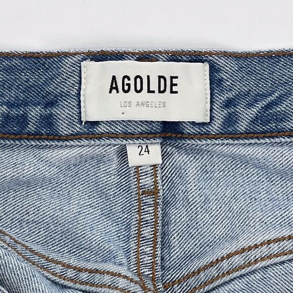 AGOLDE 90s Mid Rise Loose Fit Distressed Jeans Captured Wash Size 24 - Picture 4 of 6